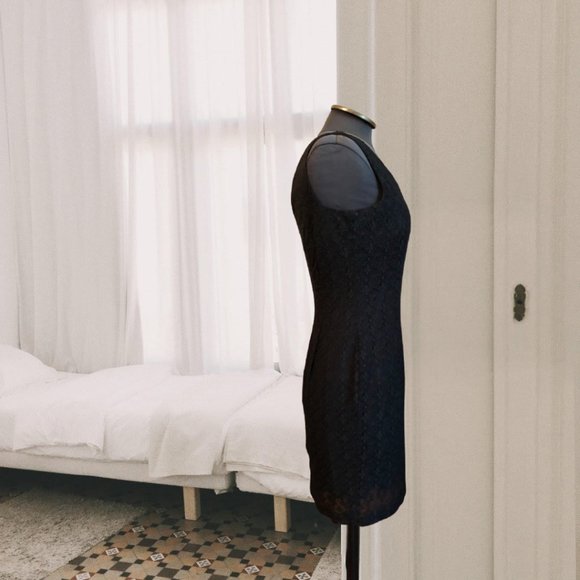 1980s Jacob Black Cocktail Lace Dress, Size 4 - Picture 3 of 11